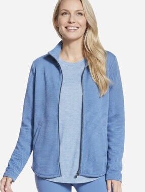 Skechers GO WALK Blue Ribbed Ladies Full-Zip Jacket - Size Medium